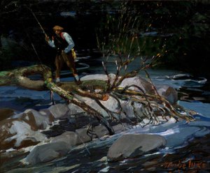 Pêche à la truite, "The Screecher", lac Rossignol, Nouvelle-Écosse - George Benjamin Luks