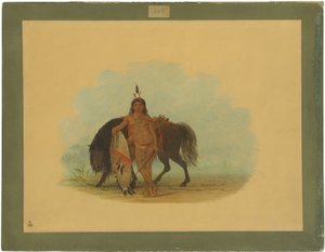 Un guerrier Cheyenne reposant son cheval - George Catlin