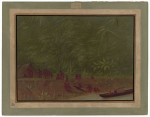 Un campement Mura - Croquis de bateau - George Catlin