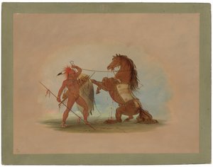 Un guerrier Pawnee sacrifiant son cheval préféré