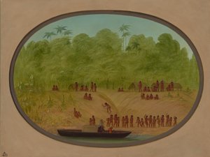 Un village Omagua - Croquis de bateau, 1854-1869