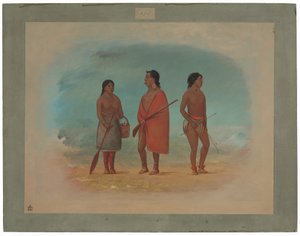 Chef Botocudo, sa femme et un jeune homme - George Catlin
