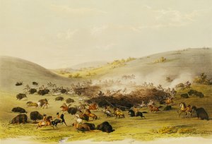 Chasse au bison, encerclement, c.1832 - George Catlin