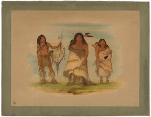 Chef Camanchee, sa femme et un guerrier - George Catlin