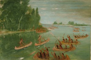 Course de canoë près de Sault Ste. Marie - George Catlin