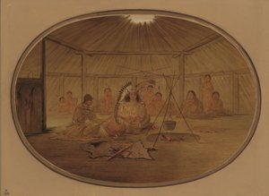 Catlin festoyé par le chef Mandan, 1861-1869