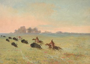 Les Indiens Comanches chassent les bisons - George Catlin