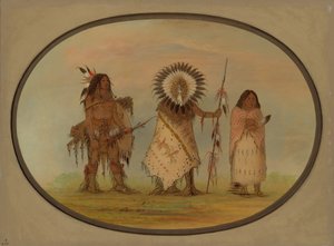Chef Crow, sa Femme et un Guerrier, 1861-1869 - George Catlin
