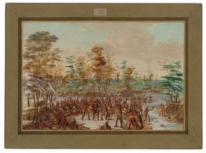 De Tonty demandant la paix dans le village iroquois. 2 janvier 1680 - George Catlin