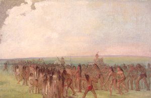 Course à pied derrière le village de Mandan - George Catlin