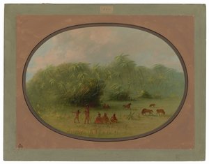Indiens et chevaux dans la forêt - George Catlin