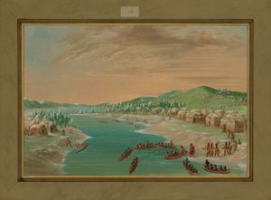 La Salle et son groupe arrivent au village des Illinois, 1er janvier 1680, 1847-48 - George Catlin