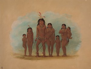 Chef Lengua, ses deux épouses et quatre enfants, 1854-1869 - George Catlin
