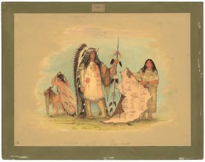 Chef de guerre Mandan avec sa femme préférée - George Catlin