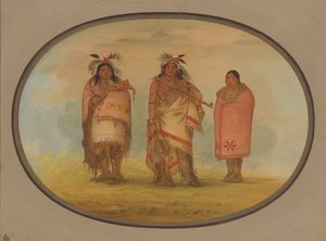 Chef Menomonie, sa femme et son fils - George Catlin