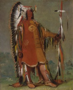 Máh-to-tóh-pa, Quatre Ours, deuxième chef, en tenue complète - George Catlin
