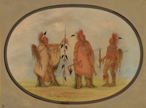 Chef Osage avec deux guerriers - George Catlin