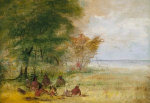 Conseil indien sioux, chefs en profonde délibération