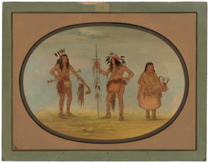 Deux guerriers Ojibbeway et une femme
