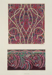 Dessins de tissus pour châles de Paisley, vers 1871