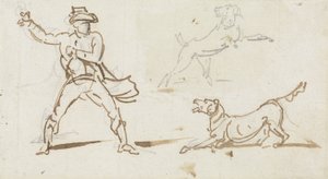 Un homme lançant une balle à un chien
