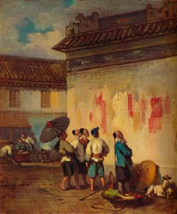 Coolies lisant une proclamation, Macao, vers 1840