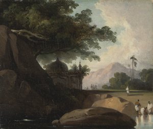 Paysage indien avec temple