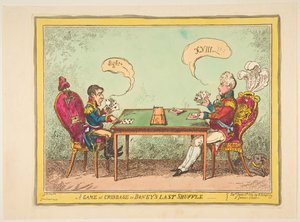 Une partie de cribbage ou le dernier mélange de Boney, 6 juin 1814 - George Cruikshank