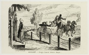 Août - Les chiens ont leurs jours, des gravures sur acier de George Cruikshank aux Almanachs comiques : 1835-1853