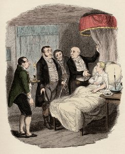 Dr. Losberne montrant Oliver aux officiers de police de Bow Street - Illustration pour « Oliver Twist » de Charles Dickens, par George Cruikshank