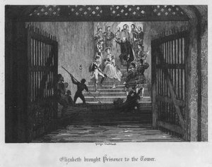 Élisabeth amenée prisonnière à la tour (gravure)