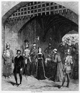Feckenham offrant à Lady Jane Grey un pardon sur le chemin du procès, 1553