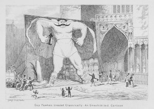 Guy Fawkes traité classiquement, un dessin non exposé (gravure) - George Cruikshank