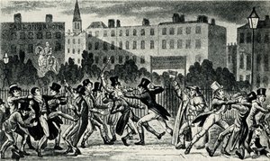 Bataille de rue à Londres, début du 19e siècle - George Cruikshank