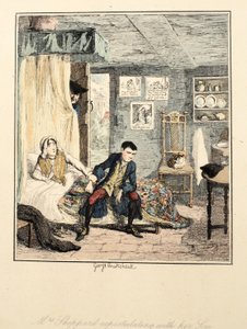 Mme Sheppard réprimandant son fils, illustration de Jack Sheppard : Une romance par William Harrison Ainsworth, publié 1839 (eau-forte en couleur) - George Cruikshank