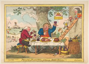 Paix et abondance ou bonnes nouvelles pour John Bull !!!, 25 mai 1814 - George Cruikshank