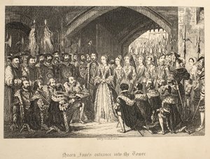 Entrée de la reine Jane dans la tour, de The Tower of London, pub. 1840
