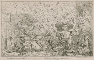 Il pleut des chats, des chiens et des fourches - George Cruikshank