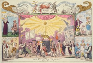 La Tragédie de la Variole Bovine - La Dernière Scène (caricature satirique) - George Cruikshank
