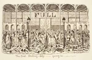 Le premier jour de Shilling - Entrée, pub. 1851 (gravure)