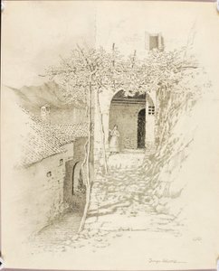 Sans titre (dessin de transfert pour Rue de village, lac de Lugano, Italie [n° 1]) - George Elbert Burr