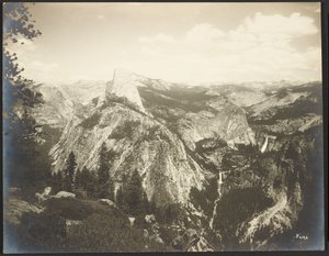 Dos du demi-dôme - Chutes Vernal et Nevada depuis Glacier Point - Yosemite - George Fiske