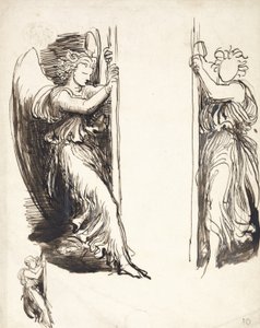 Études pour des anges dans La Cour de la Mort (encre brune sur graphite) - George Frederick Watts