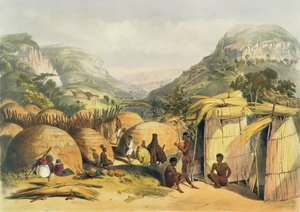 Inanda Kraal, Natal, planche 25 de Les Cafres Illustrés, 1849