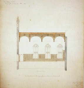 New College Oxford: Conception pour le toit de la nouvelle salle - George Gilbert Scott