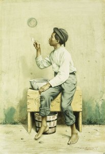 Garçon noir soufflant des bulles