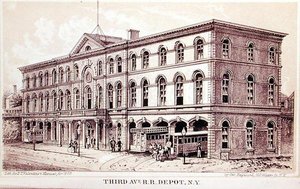 Vue du dépôt de la Third Avenue Railroad, illustration pour 