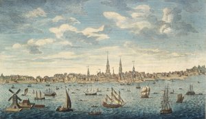 Vue prospective est de la ville de Philadelphie, dans la province de Pennsylvanie, en Amérique du Nord: prise du rivage du New Jersey, pub. Londres, 1774 - George Heap