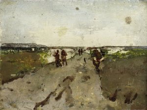 Paysage près de Waalsdorp, avec des soldats en manœuvre