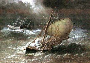 Tempête en mer du Nord, avec Smack et Barque